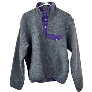 Vintage 90s Black Ice 1/4 Button Long Sleeve Fleece Pullover Medium Made In USA